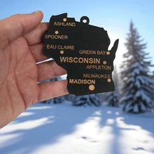 Load image into Gallery viewer, Ornament - CUSTOM - Wisconsin State with Cities