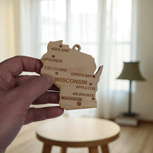 Load image into Gallery viewer, Ornament - CUSTOM - Wisconsin State with Cities