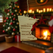 Load image into Gallery viewer, Ornament - CUSTOM - Minnesota State with Cities