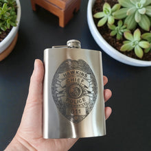 Load image into Gallery viewer, 8oz Hawkins Chief of Police Stainless Steel Flask