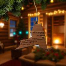Load image into Gallery viewer, Ornament - CUSTOM - New York State with Cities