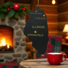 Load image into Gallery viewer, Ornament - CUSTOM - Illinois State with Cities