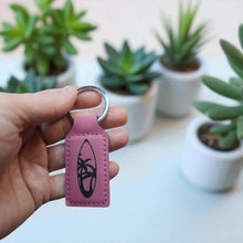 Load image into Gallery viewer, Keychain - Rectangle - Palm Tree Surfboard - Leather