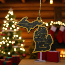 Load image into Gallery viewer, Ornament - CUSTOM - Michigan State with Cities