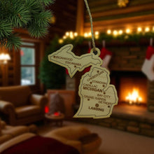 Load image into Gallery viewer, Ornament - CUSTOM - Michigan State with Cities