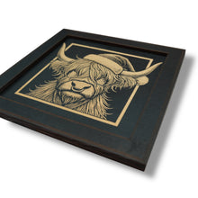 Load image into Gallery viewer, Framed Art - CUSTOM - Highland Cow with Santa hat