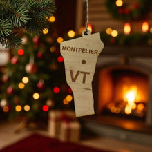 Load image into Gallery viewer, Ornament - CUSTOM - Vermont State with Cities