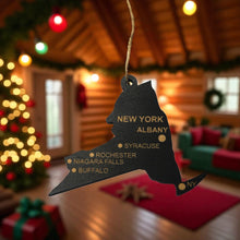 Load image into Gallery viewer, Ornament - CUSTOM - New York State with Cities