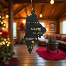 Load image into Gallery viewer, Ornament - CUSTOM - Maine State with Cities