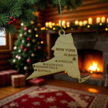Load image into Gallery viewer, Ornament - CUSTOM - New York State with Cities