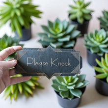 Load image into Gallery viewer, Please Knock - Black Door Sign - Art Deco 4x8
