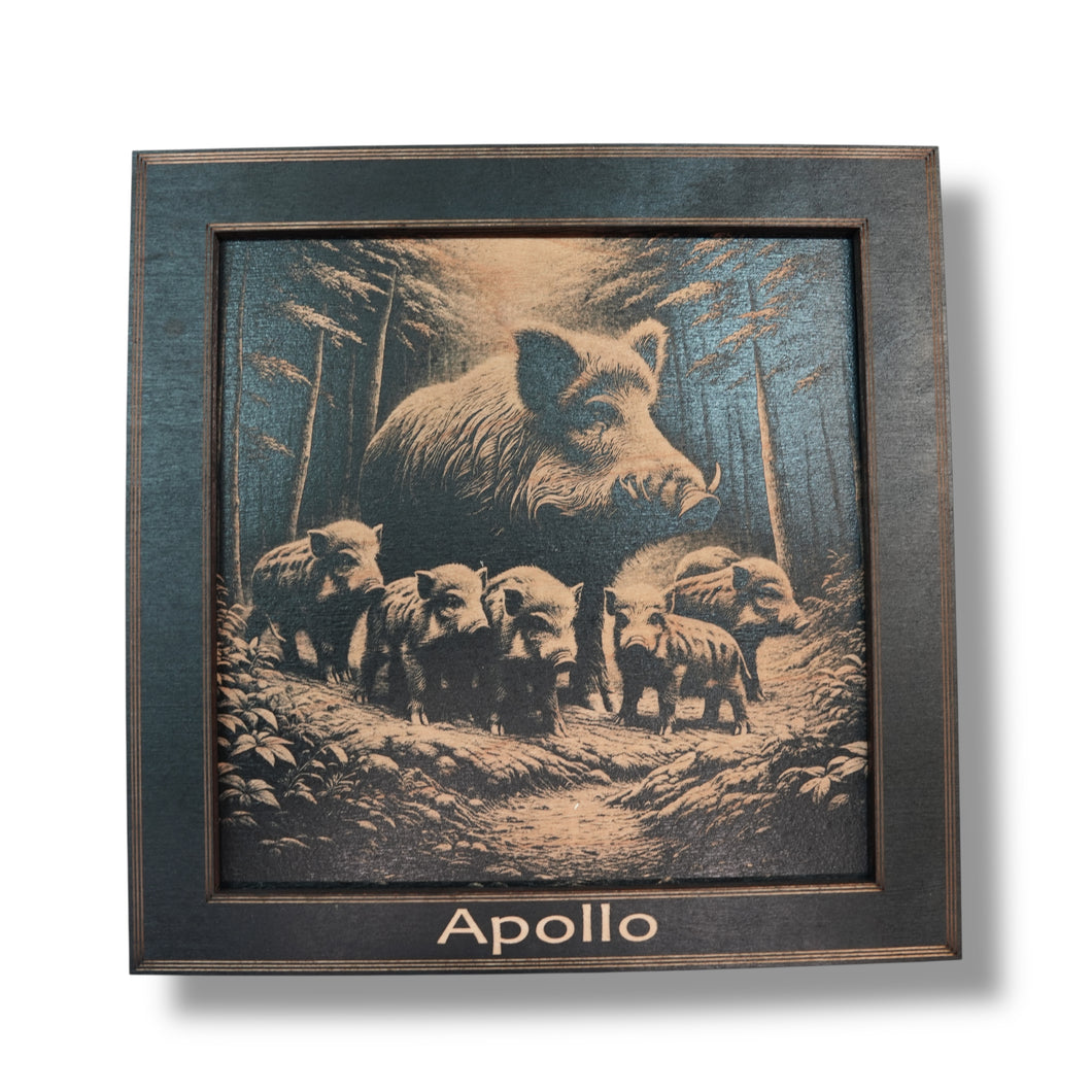 Framed Art - PERSONALIZED - CUSTOM - Wild Boar Family