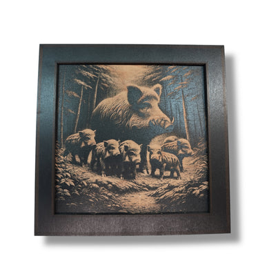Framed Art - CUSTOM - Wild Boar Family