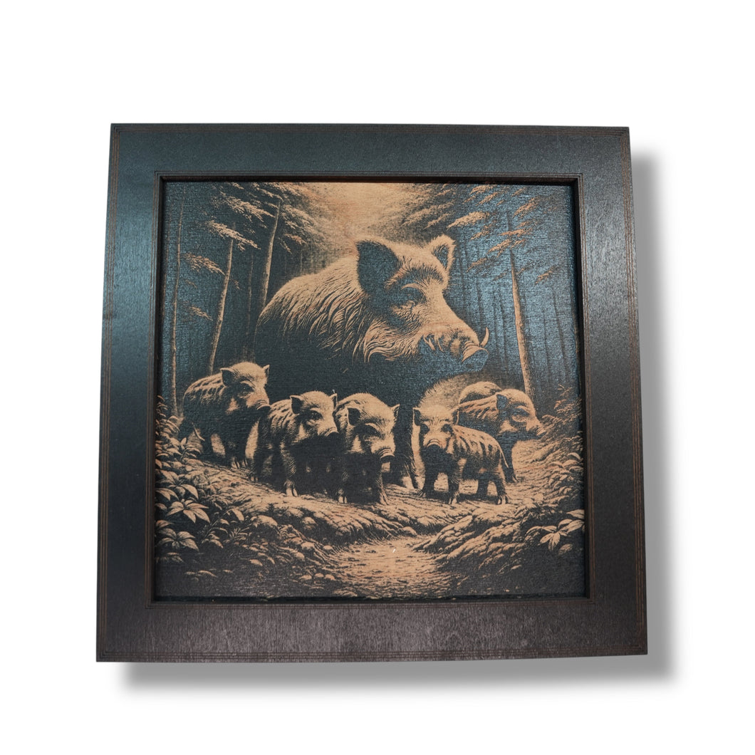 Framed Art - CUSTOM - Wild Boar Family