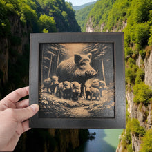 Load image into Gallery viewer, Framed Art - CUSTOM - Wild Boar Family