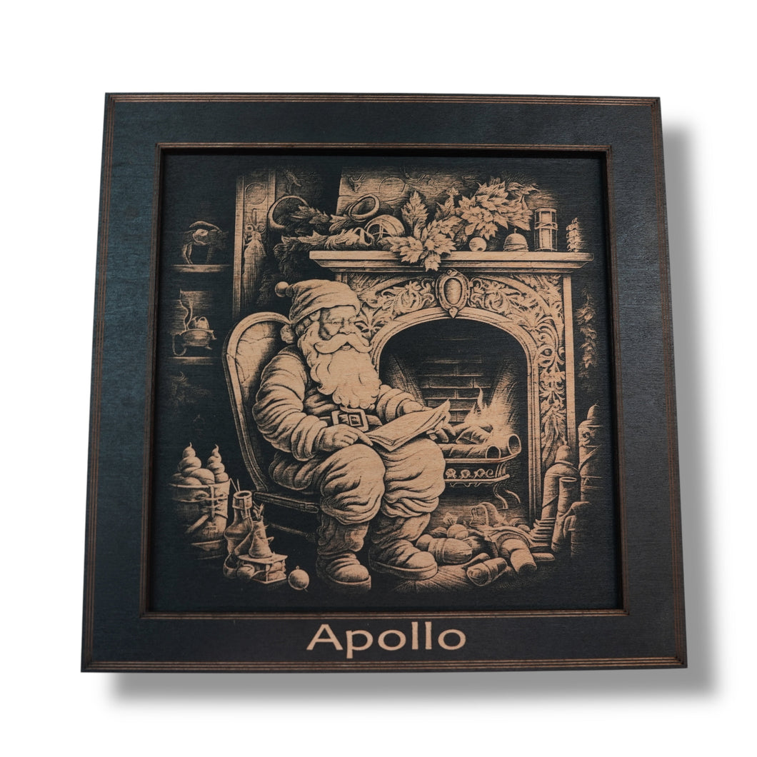 Framed Art - PERSONALIZED - CUSTOM - Santa Fireplace