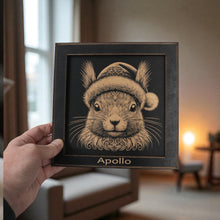 Load image into Gallery viewer, Framed Art - PERSONALIZED - CUSTOM - Squirrel with Santa Hat