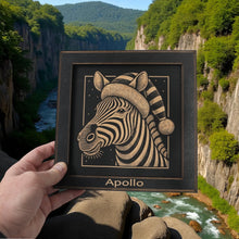 Load image into Gallery viewer, Framed Art - PERSONALIZED - CUSTOM - Zebra with Santa Hat