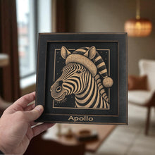Load image into Gallery viewer, Framed Art - PERSONALIZED - CUSTOM - Zebra with Santa Hat