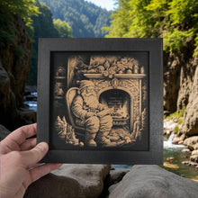 Load image into Gallery viewer, Framed Art - CUSTOM - Santa Fireplace