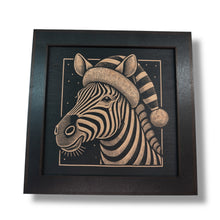 Load image into Gallery viewer, Framed Art - CUSTOM - Zebra with Santa Hat