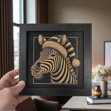 Load image into Gallery viewer, Framed Art - CUSTOM - Zebra with Santa Hat