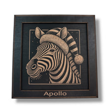 Load image into Gallery viewer, Framed Art - PERSONALIZED - CUSTOM - Zebra with Santa Hat