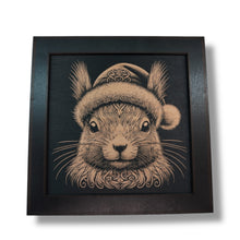 Load image into Gallery viewer, Framed Art - CUSTOM - Squirrel with Santa Hat