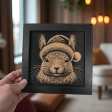 Load image into Gallery viewer, Framed Art - CUSTOM - Squirrel with Santa Hat
