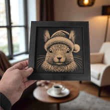 Load image into Gallery viewer, Framed Art - CUSTOM - Squirrel with Santa Hat