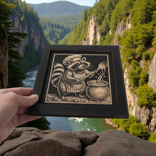 Load image into Gallery viewer, Framed Art - CUSTOM - Raccoon Cooking
