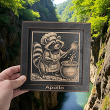 Load image into Gallery viewer, Framed Art - PERSONALIZED - CUSTOM - Raccoon Cooking