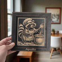 Load image into Gallery viewer, Framed Art - PERSONALIZED - CUSTOM - Raccoon Cooking