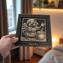 Load image into Gallery viewer, Framed Art - PERSONALIZED - CUSTOM - Raccoon Cooking