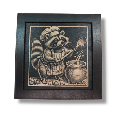 Framed Art - CUSTOM - Raccoon Cooking