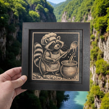 Load image into Gallery viewer, Framed Art - CUSTOM - Raccoon Cooking