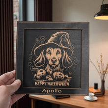 Load image into Gallery viewer, Framed Art - PERSONALIZED - CUSTOM - Happy Halloween Dog