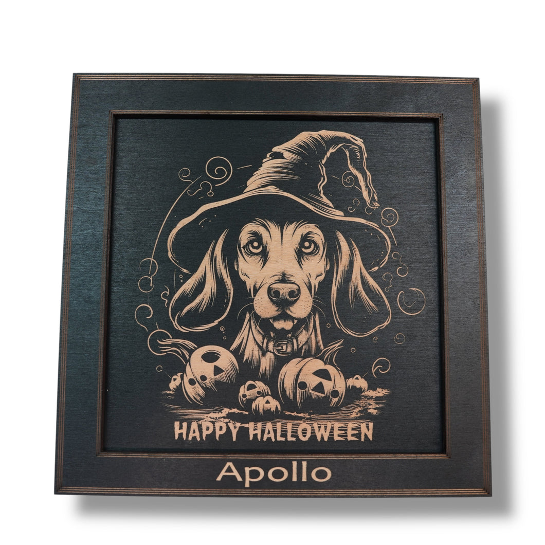 Framed Art - PERSONALIZED - CUSTOM - Happy Halloween Dog