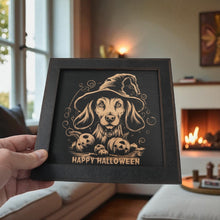 Load image into Gallery viewer, Framed Art - CUSTOM - Happy Halloween Dog