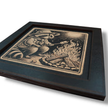 Load image into Gallery viewer, Framed Art - CUSTOM - Raccoon Campfire