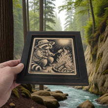 Load image into Gallery viewer, Framed Art - CUSTOM - Raccoon Campfire