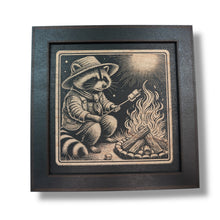 Load image into Gallery viewer, Framed Art - CUSTOM - Raccoon Campfire