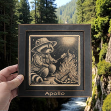 Load image into Gallery viewer, Framed Art - PERSONALIZED - CUSTOM - Raccoon Campfire