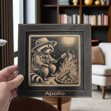 Load image into Gallery viewer, Framed Art - PERSONALIZED - CUSTOM - Raccoon Campfire