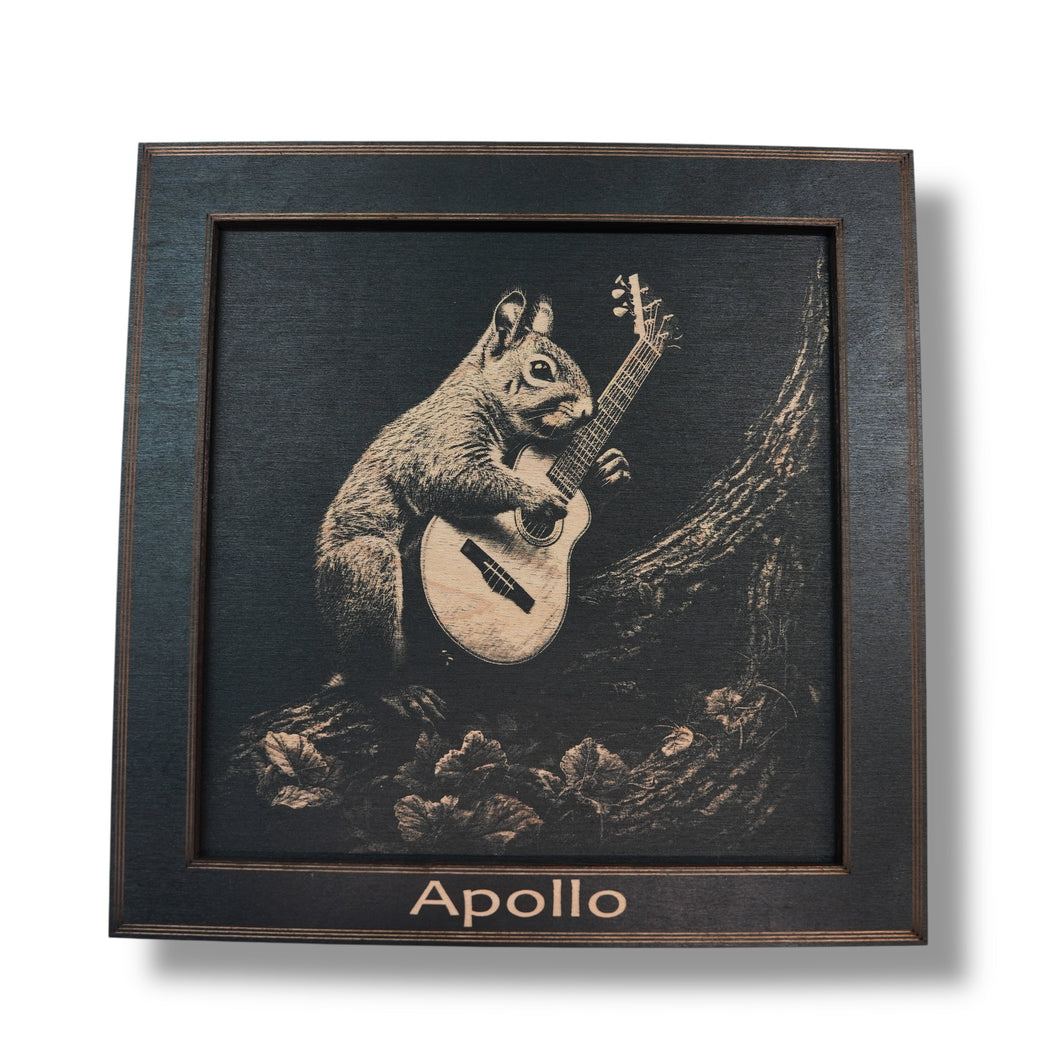 Framed Art - PERSONALIZED - CUSTOM - Guitar Squirrel
