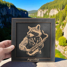 Load image into Gallery viewer, Framed Art - PERSONALIZED - CUSTOM - Raccoon Sax