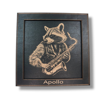 Framed Art - PERSONALIZED - CUSTOM - Raccoon Sax