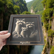 Load image into Gallery viewer, Framed Art - PERSONALIZED - CUSTOM - Raccoon Family