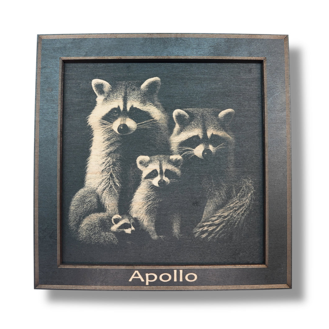 Framed Art - PERSONALIZED - CUSTOM - Raccoon Family
