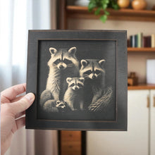 Load image into Gallery viewer, Framed Art - CUSTOM - Raccoon Family